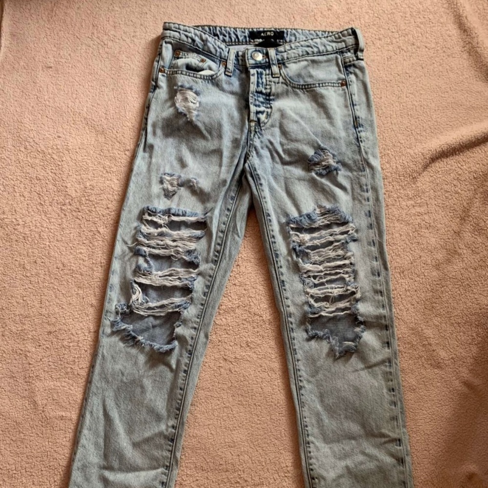 aeropostale light blue 0 ripped boyfriend jeans